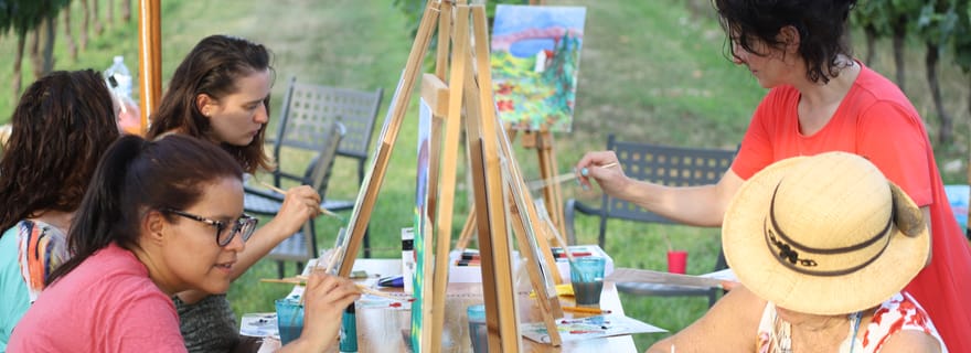 Lazise : Expérience de peinture avec du vin et un plateau de nourriture locale