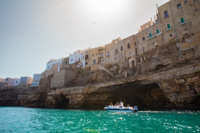 Visit Polignano a Mare Boat Tour with Prosecco and Snacks in Bari