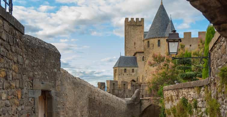 View Of Park Outside The Fortress Town Of Carcassonne In Southern