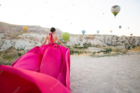 Capadocia: Sesión fotográfica privada con vestido volador al amanecer