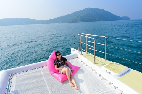 Phuket: Coral Yacht Boat Tour to Coral Island with Sunset Halfday Coral Island and Sunset by Catamaran Yacht