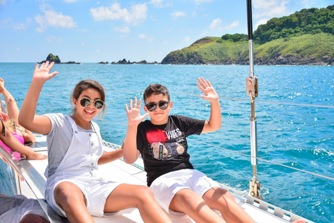 Phuket: Coral Yacht Boat Tour to Coral Island with Sunset Halfday Coral Island and Sunset by Catamaran Yacht