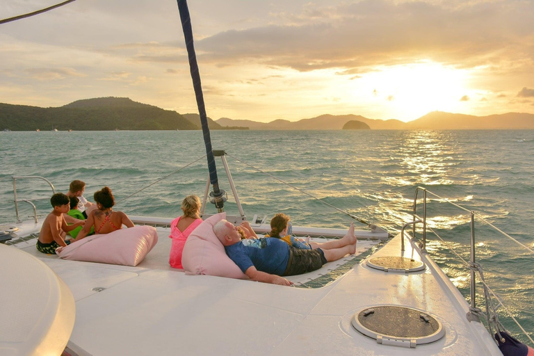 Phuket: Coral Yacht Boat Tour to Coral Island with Sunset Halfday Coral Island and Sunset by Catamaran Yacht