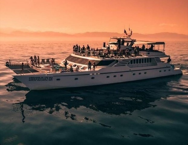 Visit Puerto Vallarta Mega Yacht Whale Watching Sunset Cruise in Bucerías