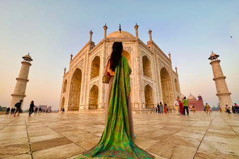 Attaracción exclusiva Taj Mughal al Amanecer con el Fuerte de Agra.