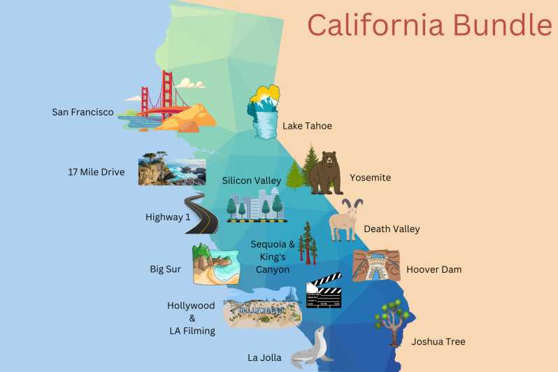 California: pacchetto di tour di guida senza guida