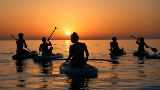 Visit Barcelona Sunrise Paddleboarding with Instructor and Photos in Barcelona