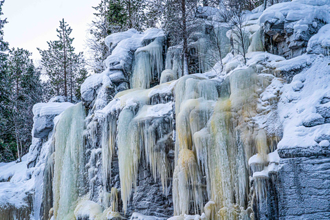 Z Rovaniemi: całodniowa wycieczka po zamarzniętych wodospadach Korouoma