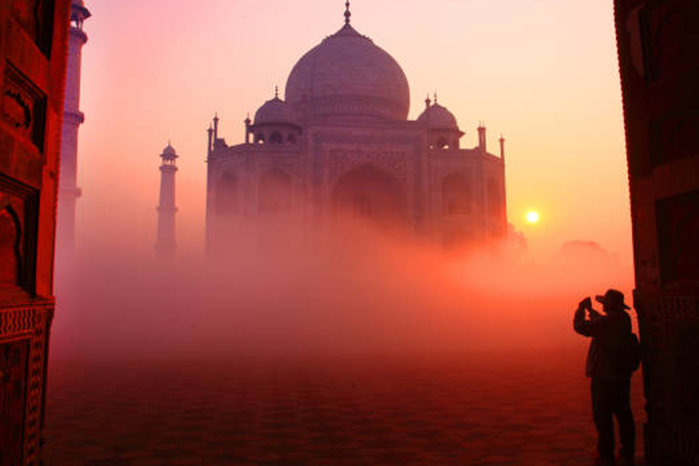 De Délhi: Viagem de 1 dia particular para o nascer do sol no Taj Mahal e AgraGuia de transporte com tudo incluído ingresso para o café da manhã