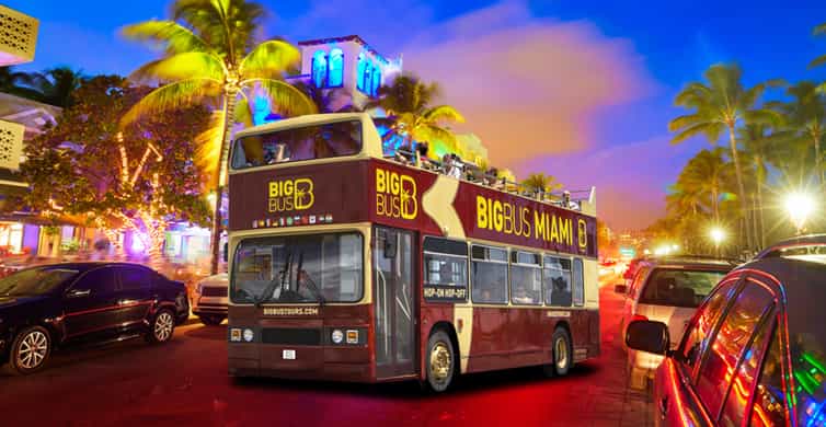 Miami: Open-top Bus Sightseeing Night Tour with Live Guide