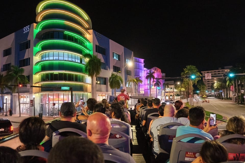 Miami: Sightseeing Open-Top Night Bus Tour with Live Guide