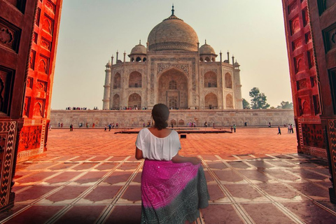 De Délhi: Viagem de 1 dia sem fila ao Taj Mahal e ao Forte de AgraTour com carro, motorista, almoço, guia e entradas para monumentos