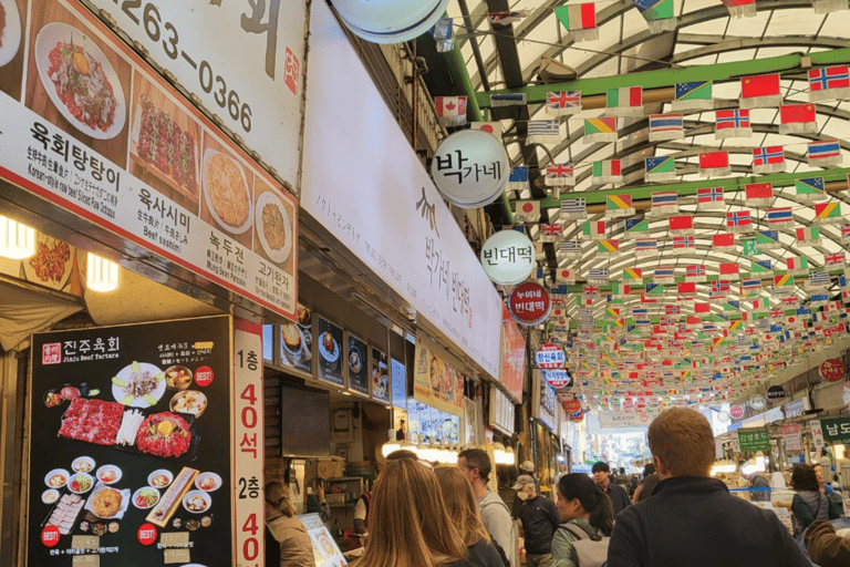 Séoul : Visite culinaire Netflix au marché de GwangjangVisite de groupe avec 3 dégustations de cuisine de rue