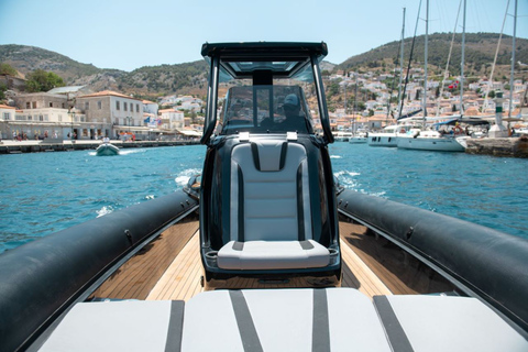 Porto Heli: Hidden Gems Tour met een RIB-boot met zwemstops