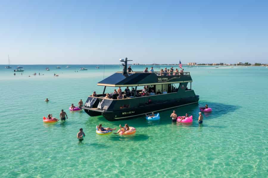 Sandestin: Yacht-Tour zur Crab Island mit Wasserspielzeug. Foto: GetYourGuide Sandestin: Yacht-Tour zur Crab Island mit Wasserspielzeug. Foto: GetYourGuide