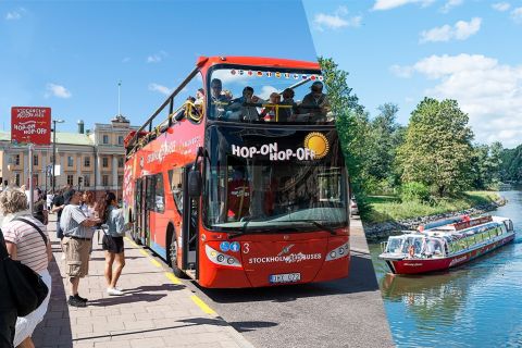 Stockholm : bus et bateaux à arrêts multiples rouges