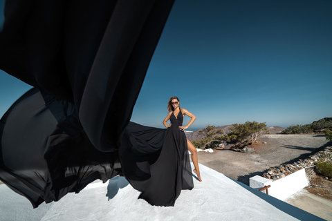 Sesión de fotos con vestido volador en Santorini: Paquete exprés