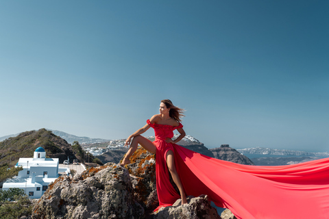 Flying Dress-fotoshoot op Santorini: Express-pakketFlying Dress-fotoshoot in Santorini: Express-pakket