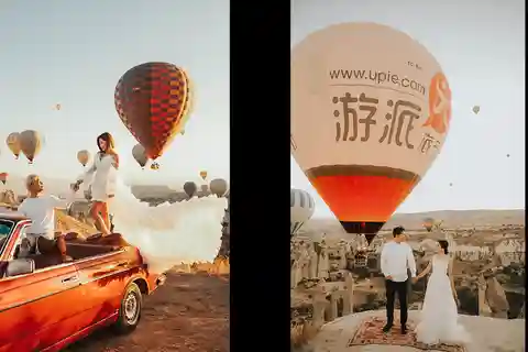 Cappadoce : Séance photo avec des ballons. Robe volante incluse.