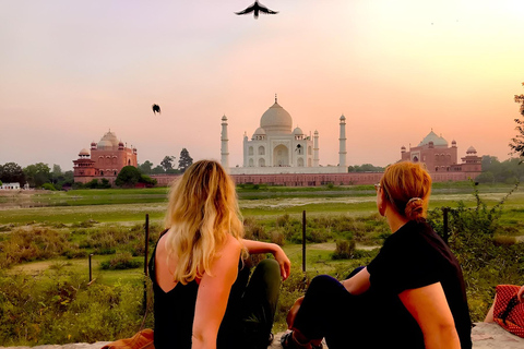 Agra: Evening Sunset View of Taj Mahal at Mehtab Bagh Sunset View of Taj Mahal & Baby Taj Tour with Tuk-tuk &Guide