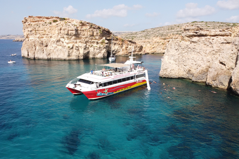 De Sliema: Cruzeiro de um dia por Gozo, Comino e a Lagoa AzulCruzeiro de 1 dia por Gozo, Comino e Lagoa Azul com viagem de ônibus