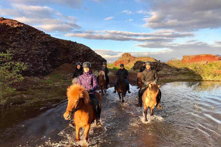 Excursion à cheval au soleil de minuit en petit groupe au départ de ReykjavikOption standard