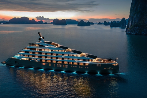 From Hanoi: 6-star Essence Grand Superyacht At Halong Bay The most luxurious Halong Bay cruise - Deluxe Balcony