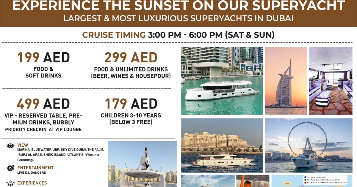 Dubai SuperYacht Sonnenuntergangs Kreuzfahrt Mit Buffet GetYourGuide