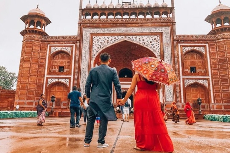 Visite privée sans file d'attente du Taj Mahal et du Fort d'AgraVisite privée d'Agra sans file d'attente depuis Delhi