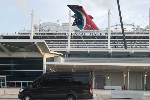 Transfer z lotniska/hotelu Miami do portu w Miami lub hotelu 14 osóbLotnisko Miami lub hotel do portu w Miami