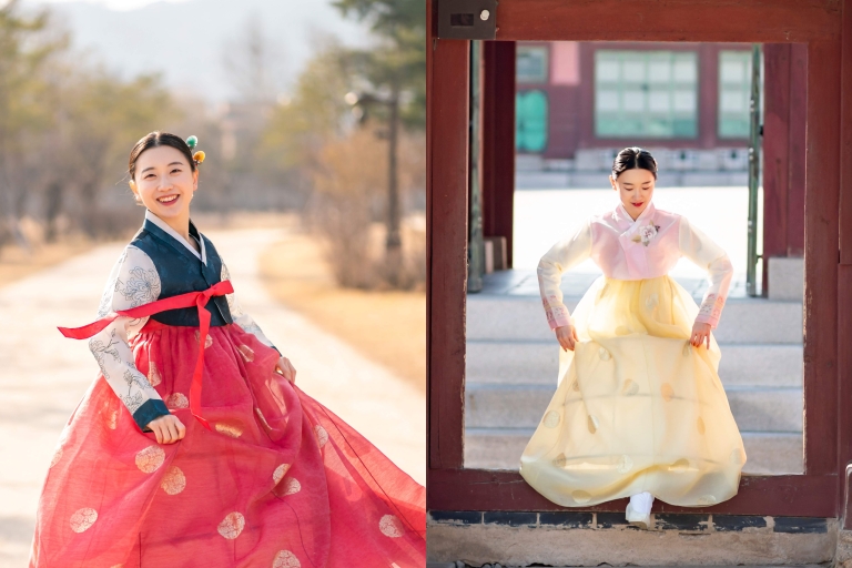 Seul: Pałac Gyeongbok z wypożyczalnią Gigibebe HanbokWynajem na cały dzień