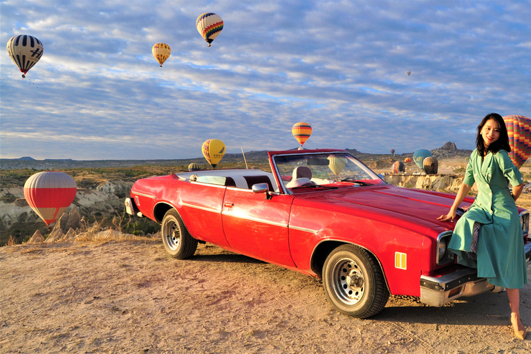 Ortahisar: Balloon ride by classic car in Cappadocia