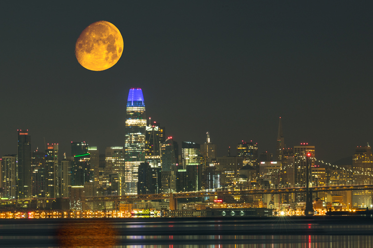 San Francisco: City Lights Sail Under the Full Moon