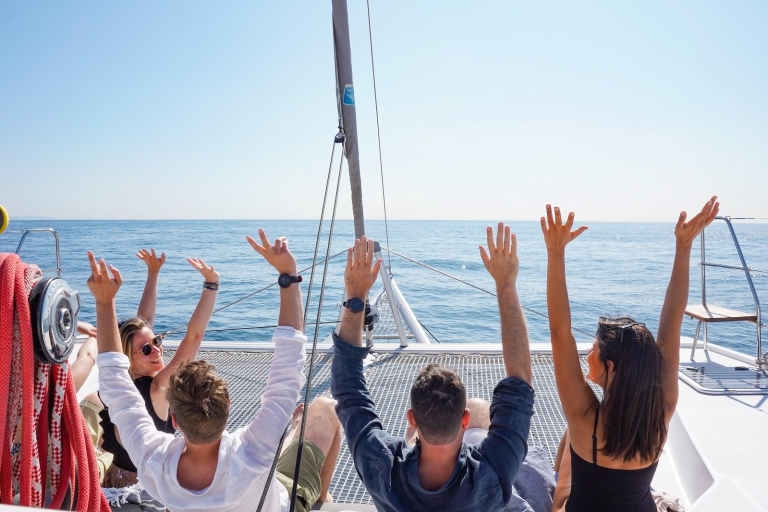 From Barcelona: Catamaran Tour & Winery Visit with Tastings
