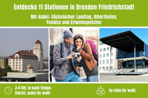 Dresden Friedrichstadt: zelfgeleide stadstour op speurtochtStadsspel box - Pickup in Dresden