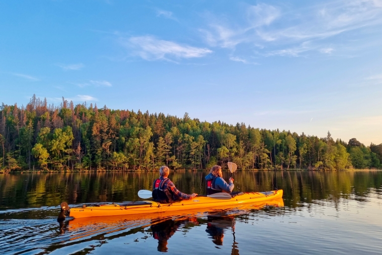 Sztokholm: Wycieczka kajakiem o zachodzie słońca po jeziorze Melar z herbatą i ciastem