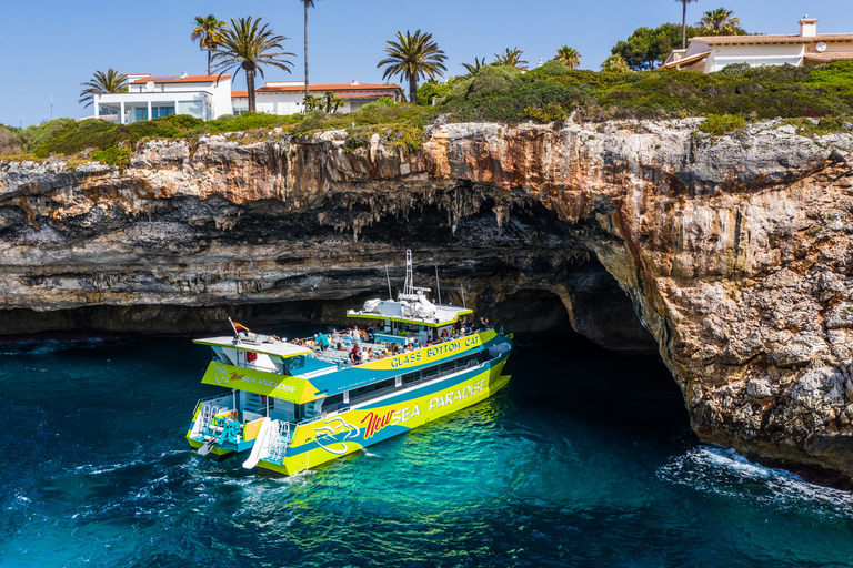 Desde Porto Cristo: Paseo en barco con fondo de cristal por la costa esteDesde Porto Cristo: Excursión en barco de 2 horas