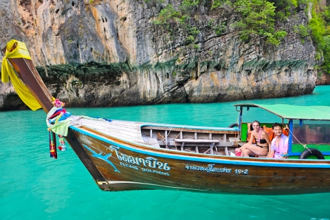 Depuis Phuket : Excursion d'une journée à Phi Phi avec visite privée à bord d'une longue queueDepuis Phuket : Excursion d'une journée à Phi Phi avec un tour privé en longue queue