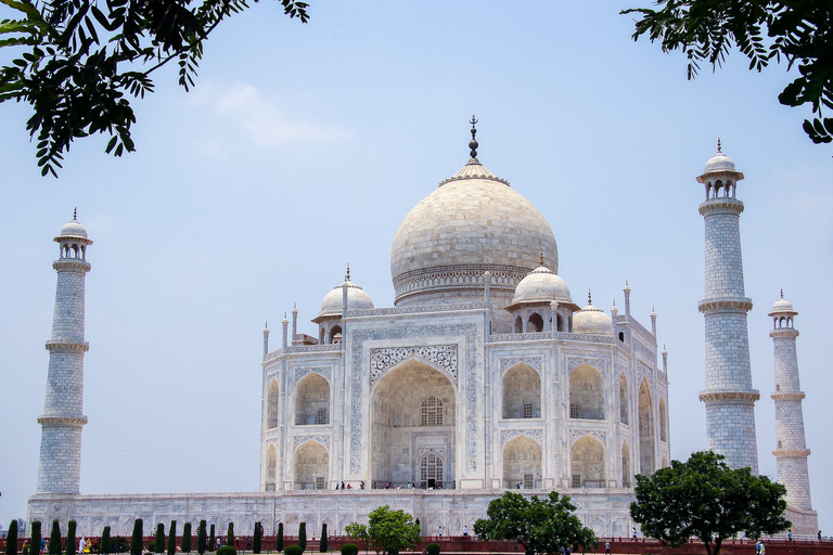 Depuis Delhi : visite du Taj Mahal et d'Agra le même jour avec promenade en bateauExcursion avec voiture climatisée, chauffeur, guide, déjeuner, entrée, promenade en bateau.