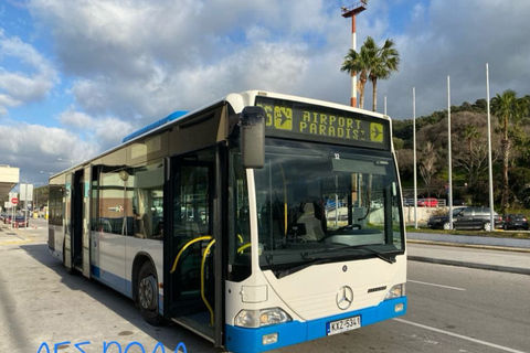 Rodas: Traslado en autobús a/desde el aeropuerto de RodasDe Rodas al aeropuerto de Rodas