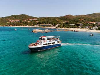 From Ouranoupolis: Two Islands Cruise with Lunch on Board