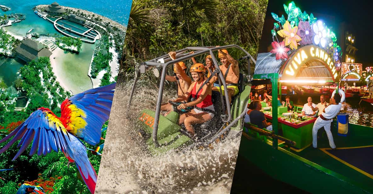Xcaret lagoon, Xplor amphibious vehicle and Xoximilco evening boat from the combo listing