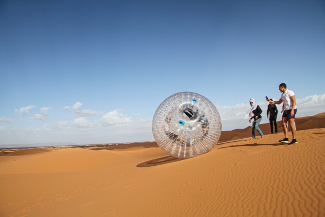 Visit Extreme Adventure with Harness Zorbing in Merzouga dunes in Merzouga