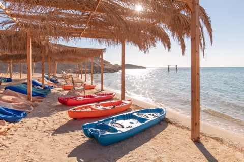 Hurghada: Orange Island & Sonnenuntergang ATV Quad Bike mit MittagessenOrange Island Bootsfahrt & Sonnenuntergang ATV Quad im Beduinendorf