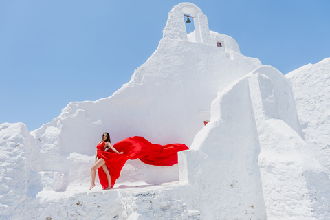 Vestido volador Sesión de fotos en Mykonos