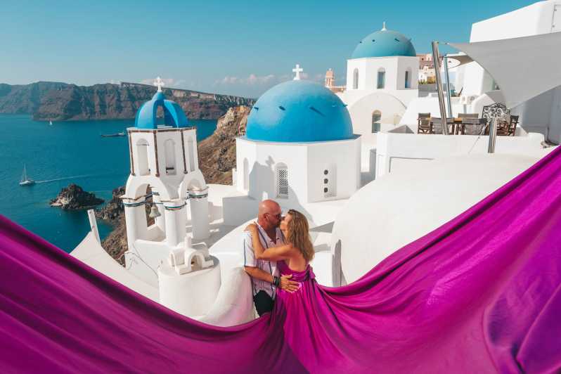 Servizio fotografico di Flying Dress Santorini