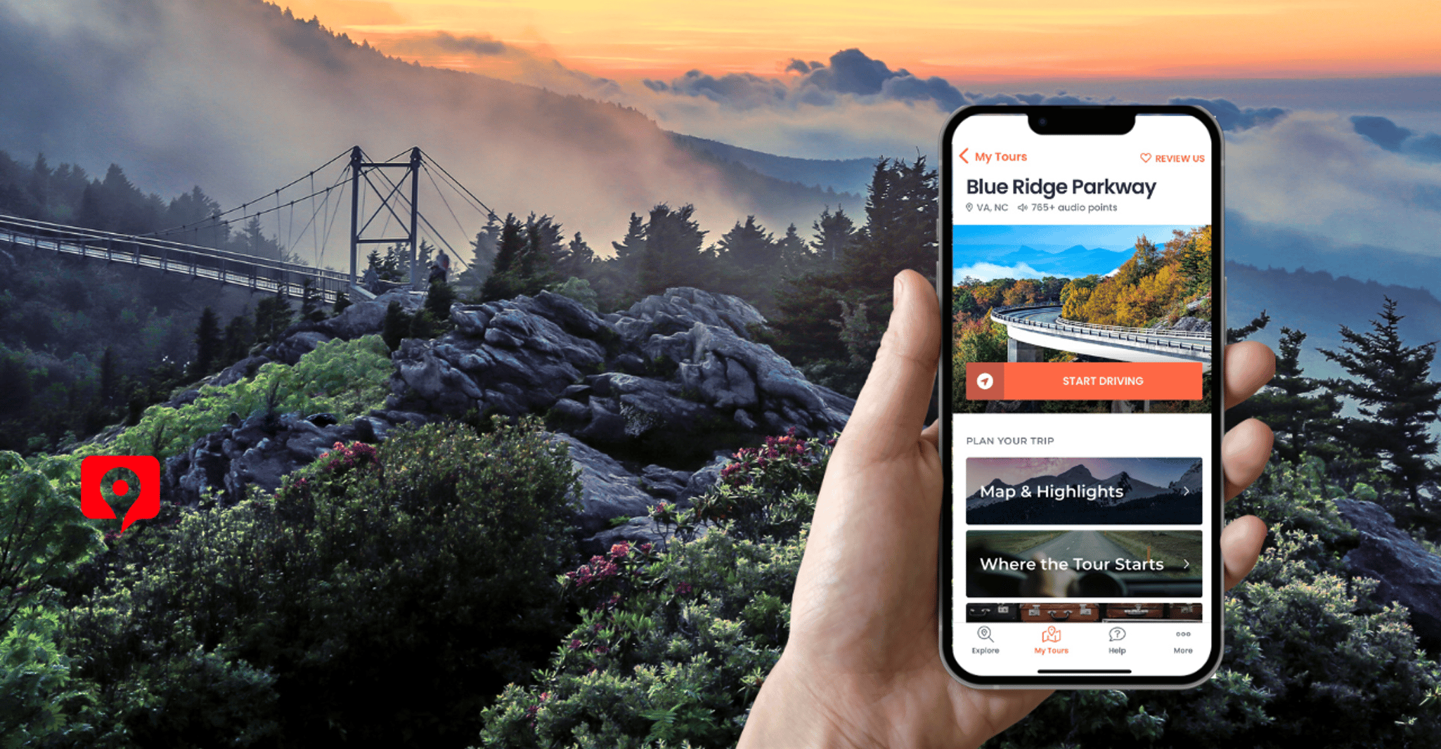 Blue Ridge Parkway, Tour autoguiado de conducción de audio - Hizvo