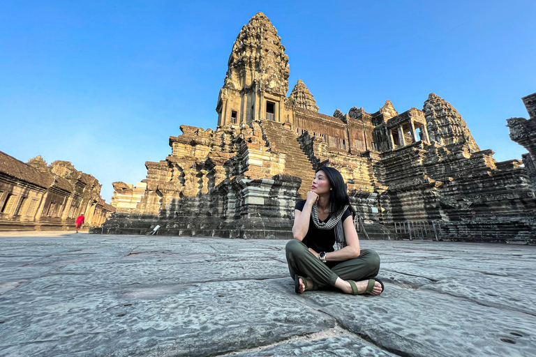 Siem Reap: Ganztägiges Angkor Wat-Tempel-Erlebnis mit SonnenuntergangGanztägige private Besichtigung von Angkor mit Sonnenuntergang