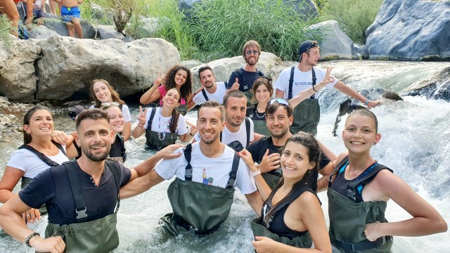 Visit Alcantara Gorges River Trekking & sicilian food experience in Falcone