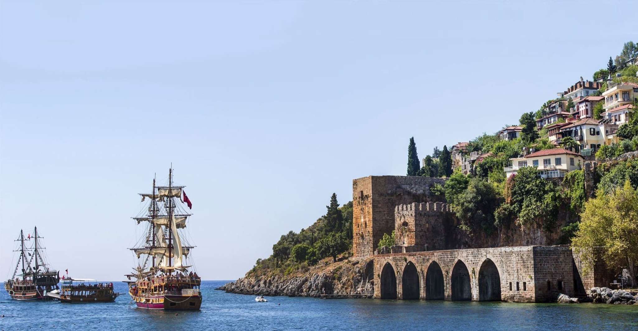 Alanya, Pirate Boat Trip with Meal, Drinks and Pickup Option - Housity